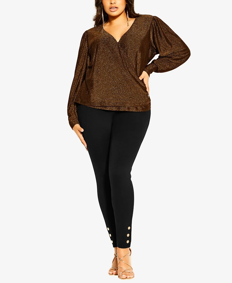 City Chic Women's Plus Glowing Lurex Top