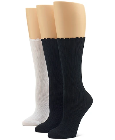 Hue Women's 3-Pk. Scalloped Pointelle Crew Socks