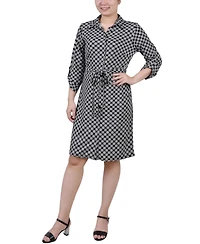 Ny Collection Petite 3/4-Sleeve Printed Shirt Dress