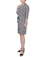 Ny Collection Petite 3/4-Sleeve Printed Shirt Dress
