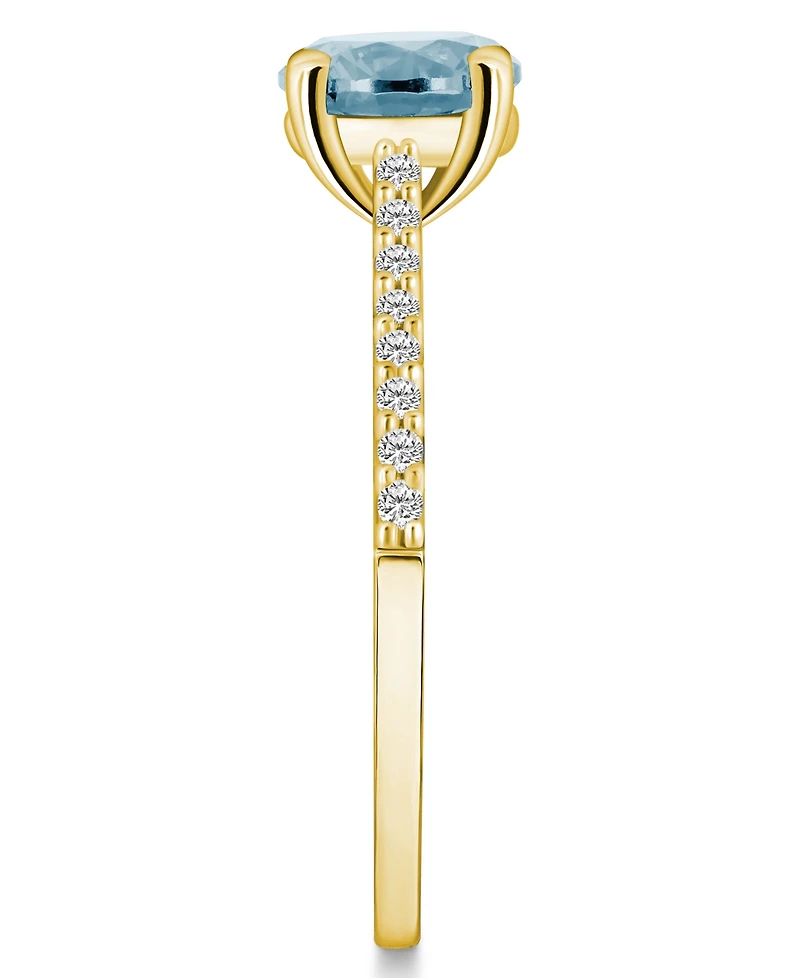 Macy's Aquamarine (1-1/4 ct. t.w.) and Diamond (1/6 Ring 14K Yellow Gold