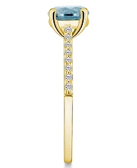 Macy's Aquamarine (1-1/4 ct. t.w.) and Diamond (1/6 Ring 14K Yellow Gold