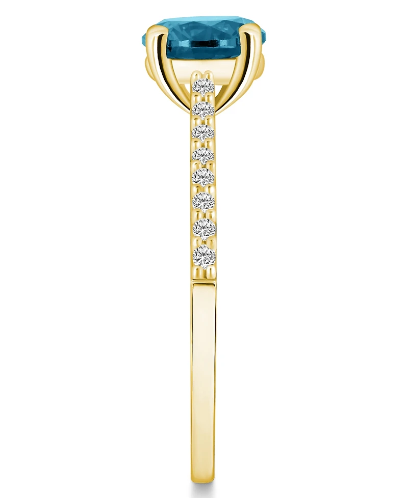 Macy's London Blue Topaz (1-5/8 ct. t.w.) and Diamond (1/6 Ring 14K Yellow Gold