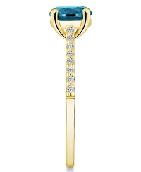 Macy's London Blue Topaz (1-5/8 ct. t.w.) and Diamond (1/6 Ring 14K Yellow Gold