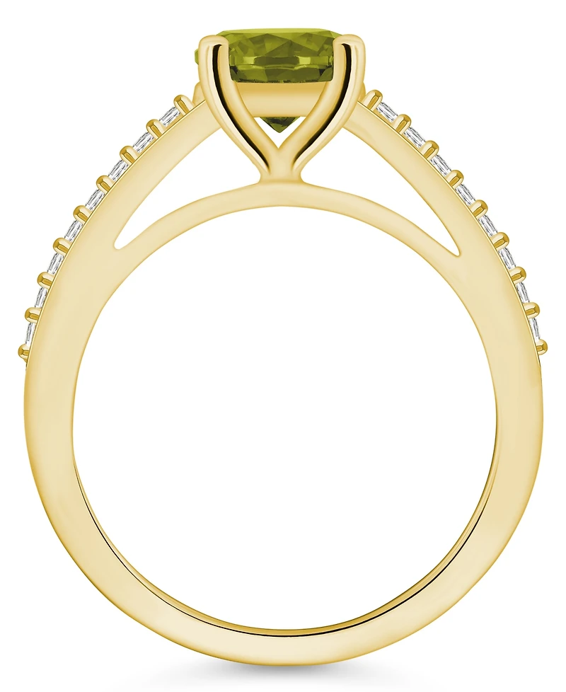 Macy's Peridot (1-1/2 ct. t.w.) and Diamond (1/6 Ring 14K Yellow Gold