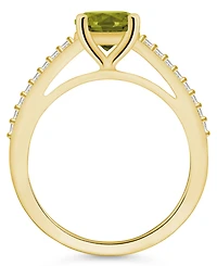 Macy's Peridot (1-1/2 ct. t.w.) and Diamond (1/6 Ring 14K Yellow Gold