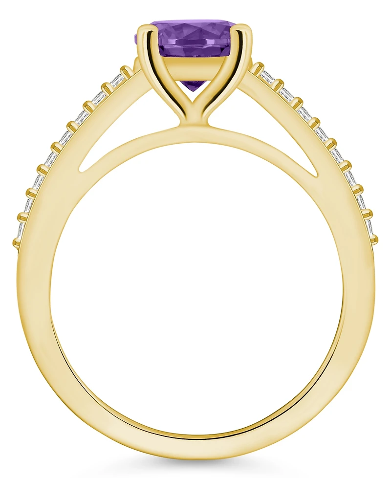 Macy's Amethyst (1-1/4 ct. t.w.) and Diamond (1/6 Ring 14K Yellow Gold