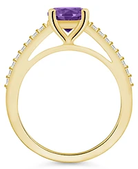 Macy's Amethyst (1-1/4 ct. t.w.) and Diamond (1/6 Ring 14K Yellow Gold