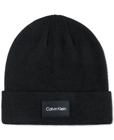 Calvin Klein Men's Woven Logo Patch Beanie