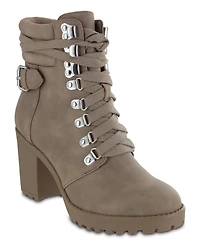 Mia Women's Annamaria Block Heel Lug Sole Biker Boots