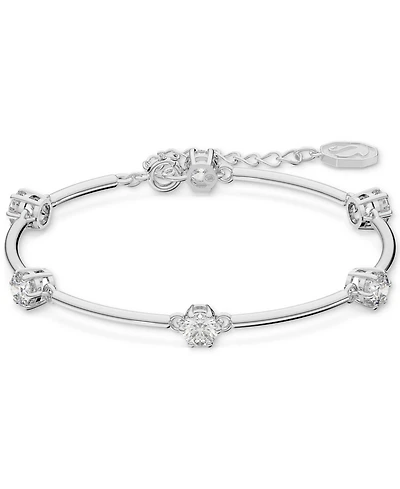 Swarovski Silver-Tone Crystal Station Bangle Bracelet