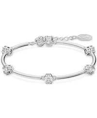 Swarovski Silver-Tone Crystal Station Bangle Bracelet