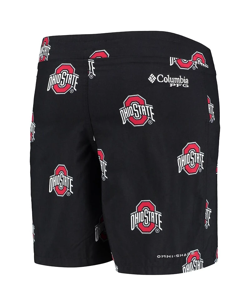 Big Boys Columbia Black Ohio State Buckeyes Backcast Printed Omni-Shade Shorts