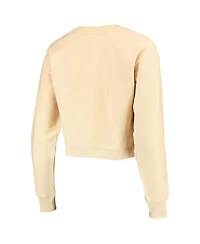 Women's League Collegiate Wear Cream Oregon Ducks Corded Timber Cropped Pullover Sweatshirt