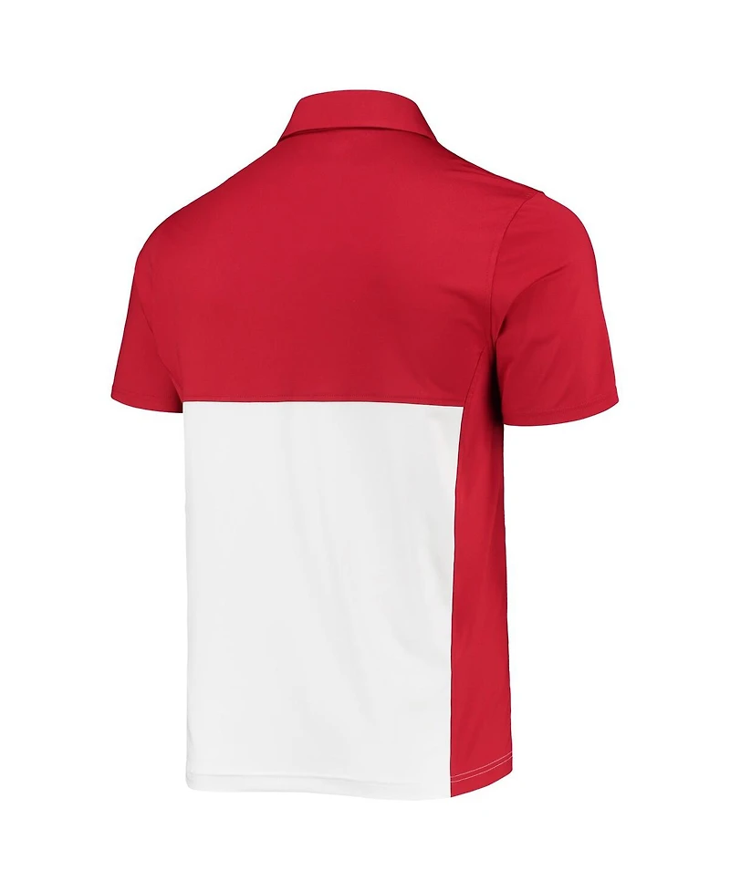 Men's Under Armour Red, White Wisconsin Badgers 2022 Blocked Coaches Performance Polo Shirt