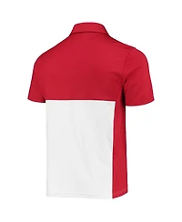 Men's Under Armour Red, White Wisconsin Badgers 2022 Blocked Coaches Performance Polo Shirt