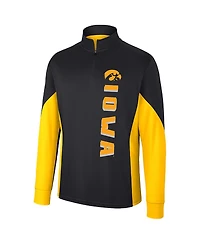 Men's Colosseum Black Iowa Hawkeyes Bart Quarter-Zip Windshirt