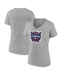 Women's Fanatics Heathered Gray Ole Miss Rebels 2022 Ncaa Men's Baseball College World Series Champions Official Logo V-Neck T-shirt