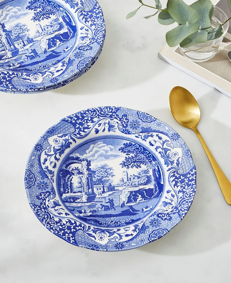 Spode Blue Italian Rim Soup Bowls, Set of 4
