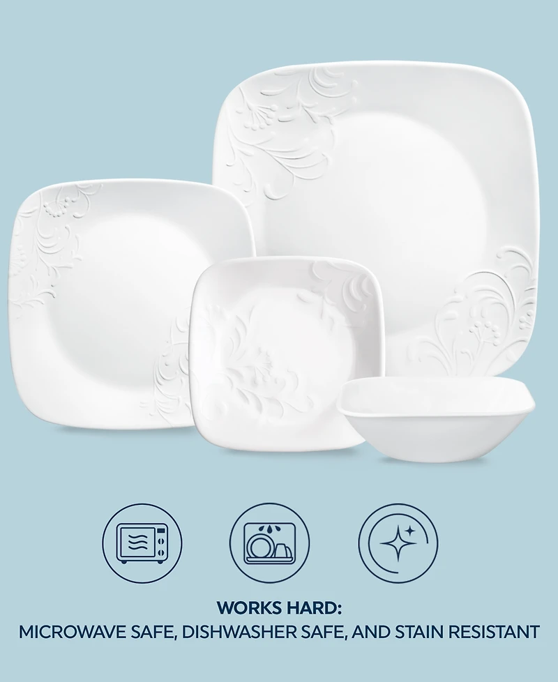 Corelle Cherish Square 16 Pc. Dinnerware Set, Service for 4