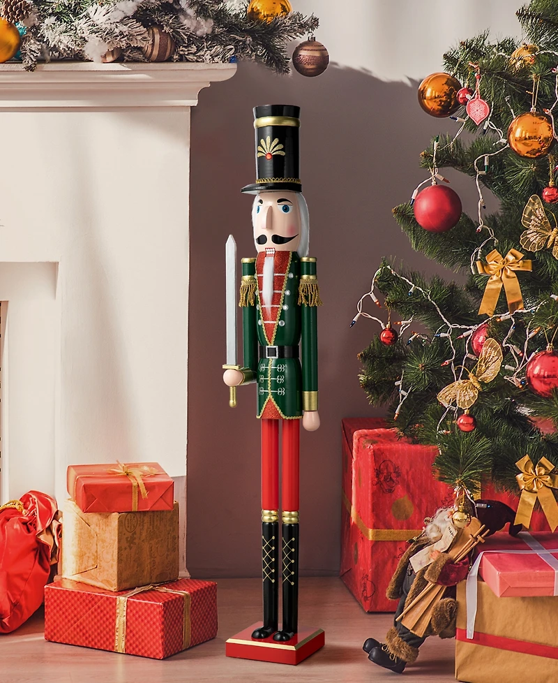 Glitzhome Wooden Christmas Soldier Nutcracker, 42" H