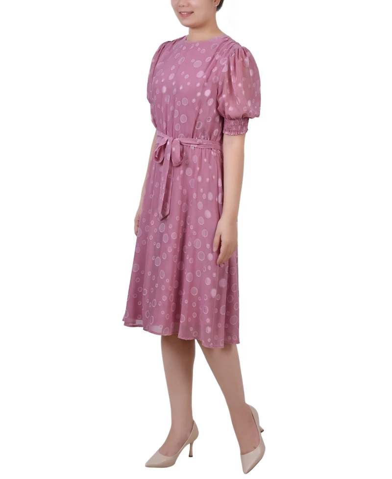 Ny Collection Women's Elbow Sleeve Swiss Dot Dress