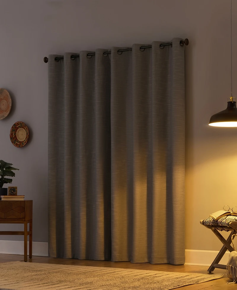 Textured Linen Blend Total Blackout Grommet Top Curtain