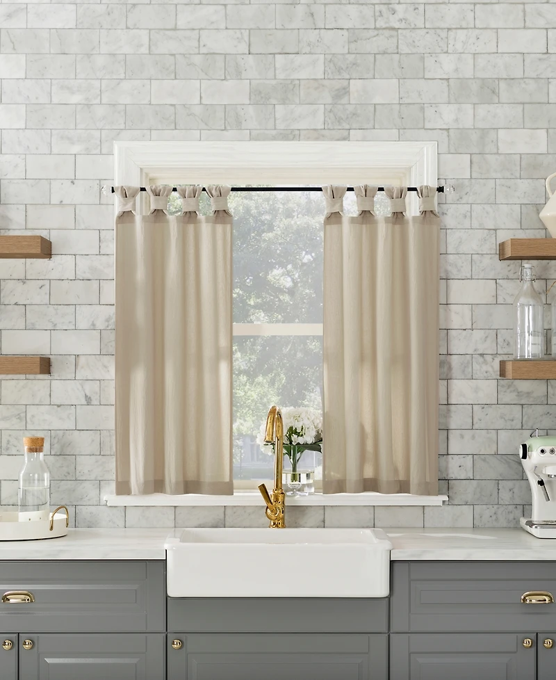 Washed Cotton Twist Tab Cafe Curtain Pair