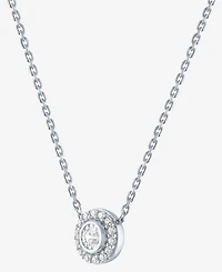 Forever Grown Diamonds Lab-Created Diamond Halo 18" Pendant Necklace (1/8 ct. t.w.) in Sterling Silver
