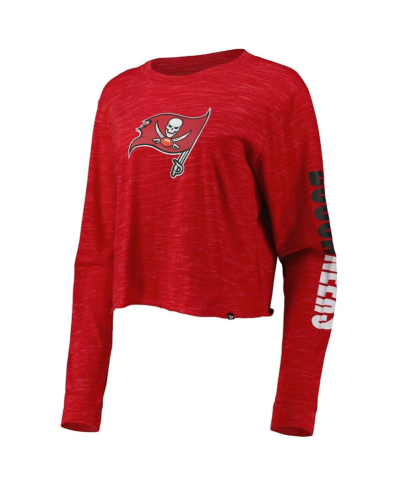 Women's New Era Red Tampa Bay Buccaneers Crop Long Sleeve T-shirt