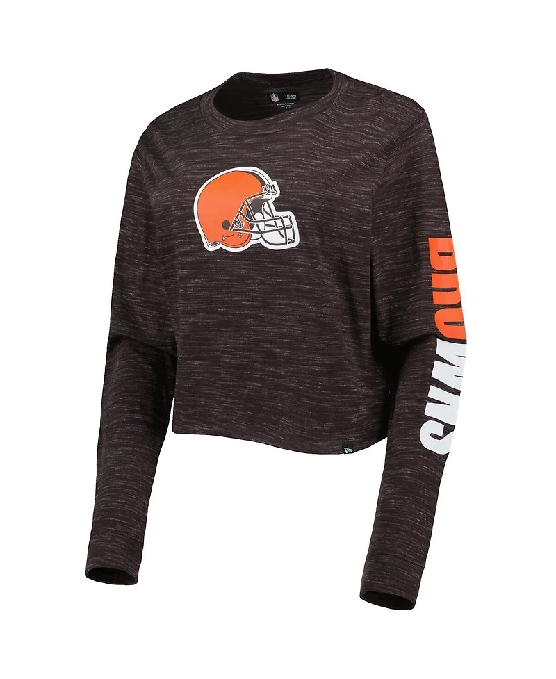 Women's New Era Brown Cleveland Browns Crop Long Sleeve T-shirt