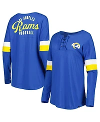Women's New Era Royal Los Angeles Rams Athletic Varsity Lace-Up Long Sleeve T-shirt