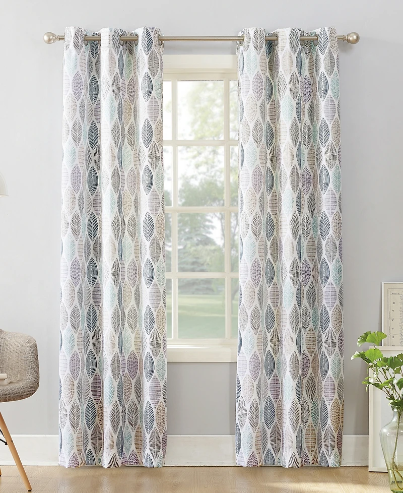 Mikko Leaf Print Semi-Sheer Grommet Curtain Panel