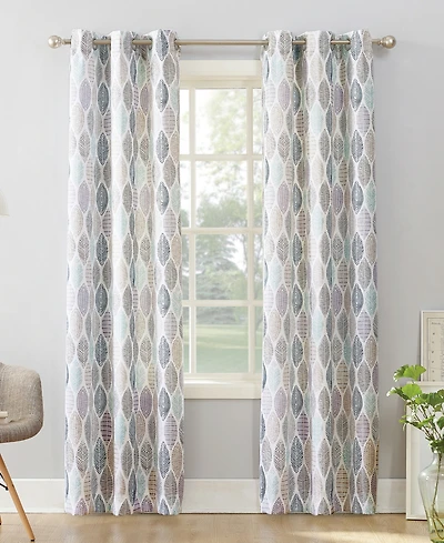 Mikko Leaf Print Semi-Sheer Grommet Curtain Panel