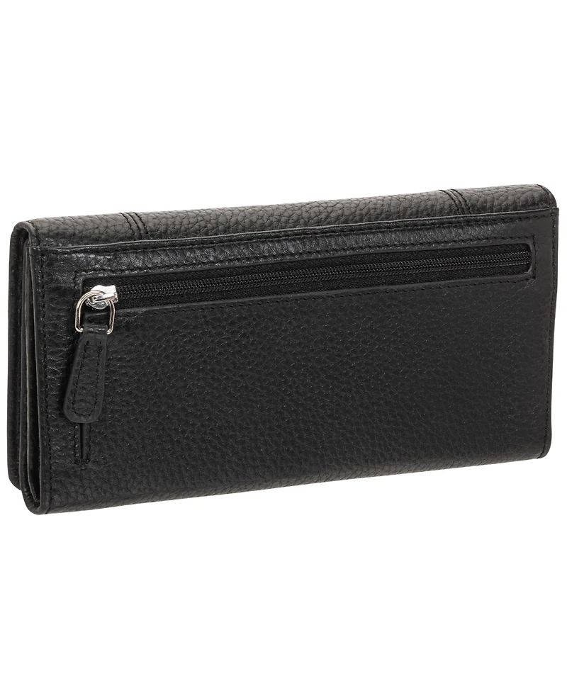 Mancini Women's Pebbled Collection Rfid Secure Trifold Wallet