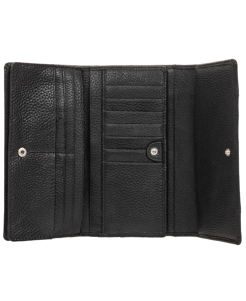 Mancini Women's Pebbled Collection Rfid Secure Trifold Wing Wallet