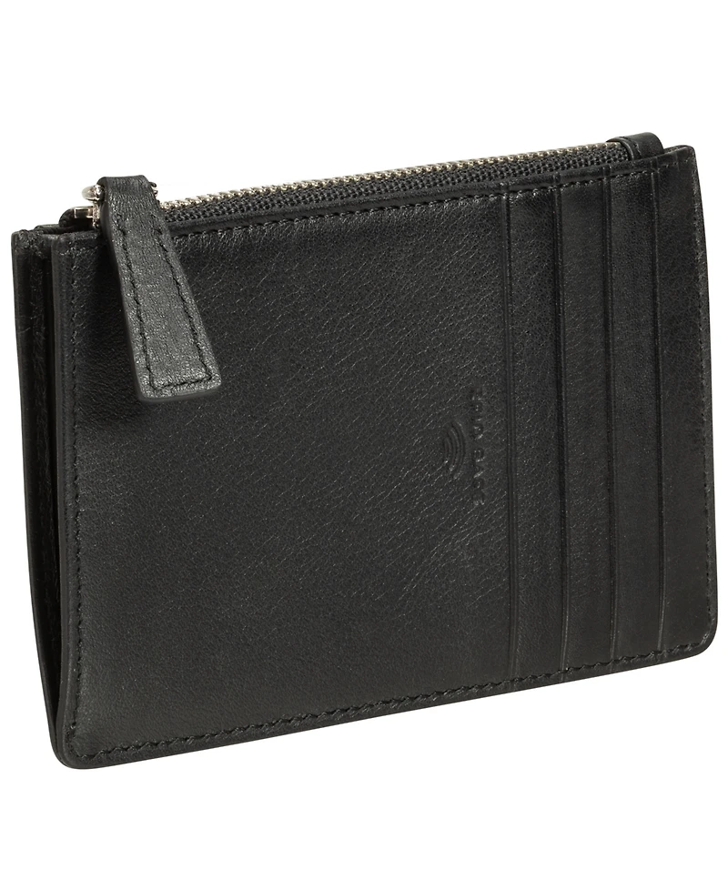 Mancini Women's Basket Weave Collection Rfid Secure Card Case and Coin Pocket