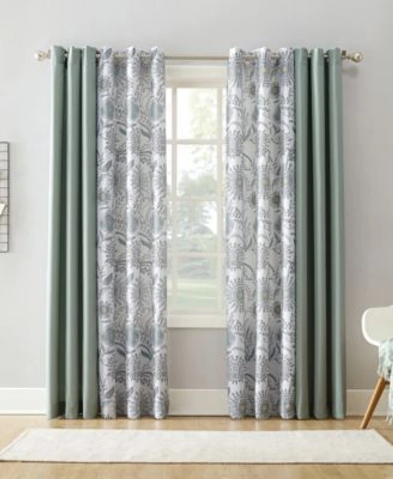 No. 918 Janelle Medallion Floral Semi Sheer Grommet Curtain Panel