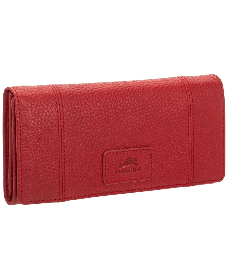 Mancini Women's Pebbled Collection Rfid Secure Trifold Wallet