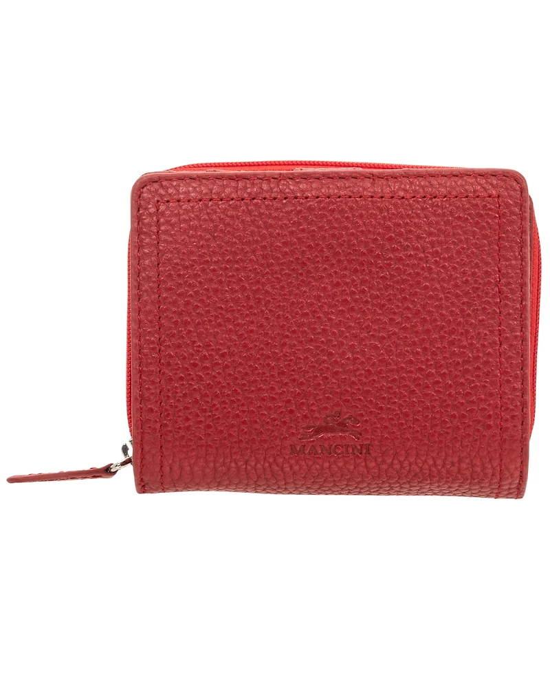 Mancini Women's Pebbled Collection Rfid Secure Mini Clutch Wallet