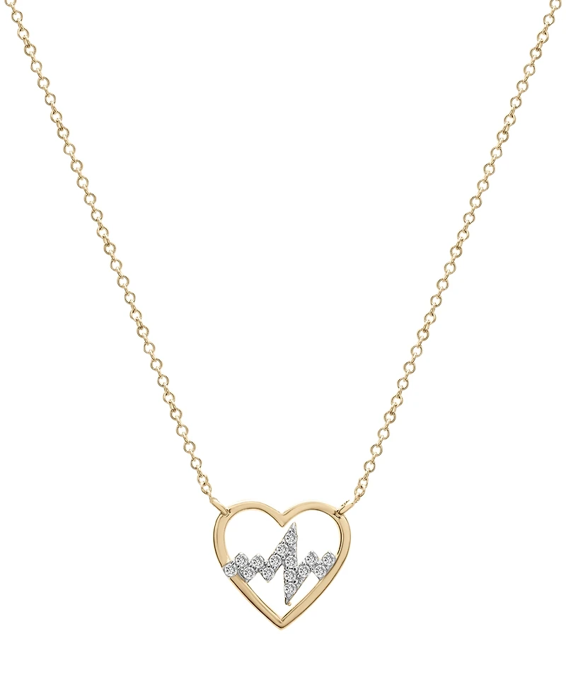 Wrapped Diamond Heartbeat Pendant Necklace (1/10 ct. t.w.) in 10k Gold, 17" + 1" extender, Created by Macy's
