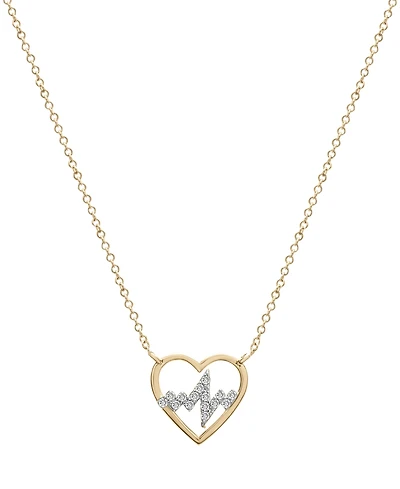Wrapped Diamond Heartbeat Pendant Necklace (1/10 ct. t.w.) in 10k Gold, 17" + 1" extender, Created by Macy's