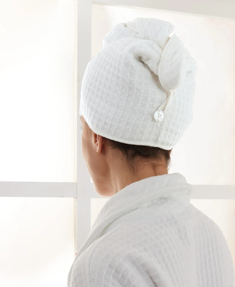 Uchino Waffle Twist Cotton Hair Towel, 10" x 26"