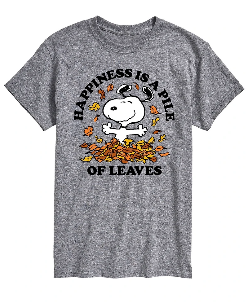 Airwaves Men's Short Sleeve Peanuts Pile of Leaves T-shirt