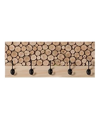 Vintiquewise Natural Wood Hook Rack with Five Hooks for Entryway, Office, Bedroom, and Playroom