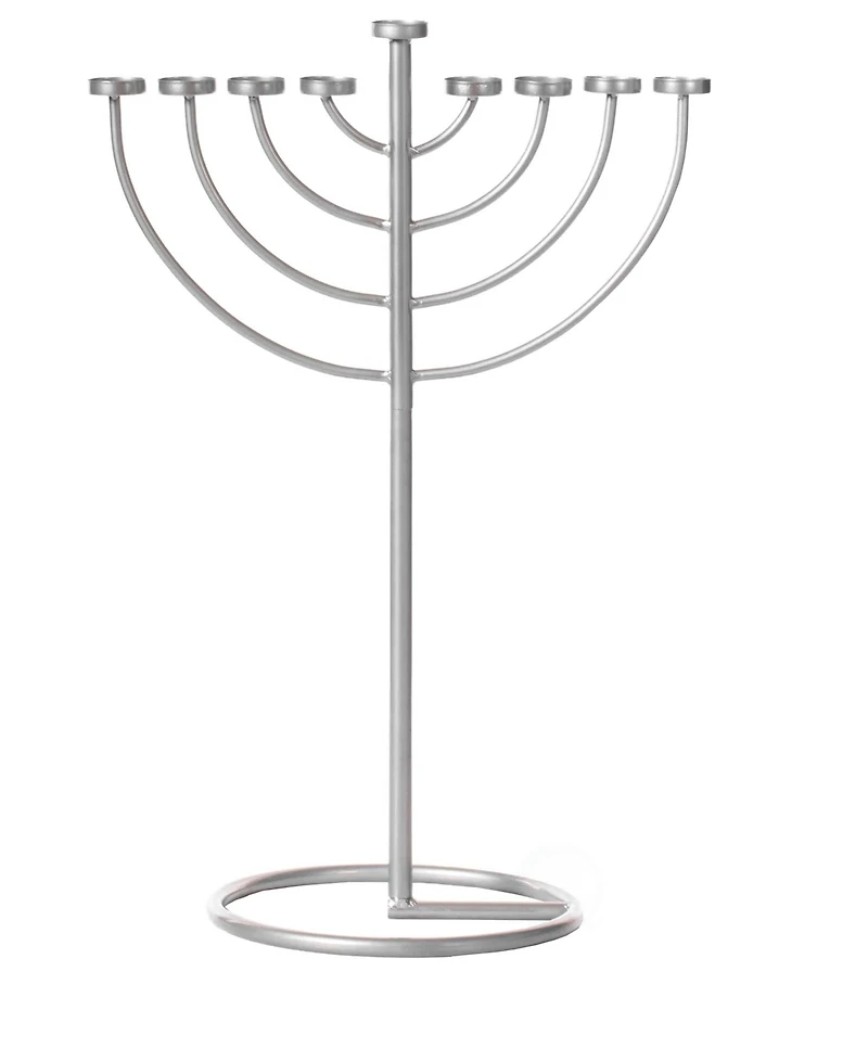Modern 9 Branch Lighting Thin Pipe Hanukkah Menorah, Small