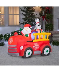 National Tree Company 6' Inflatable Santa in Vintage-Like Fire truck