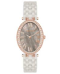 Anne Klein Women's Three-Hand Quartz Taupe Ceramic Bracelet Watch, 27mm
