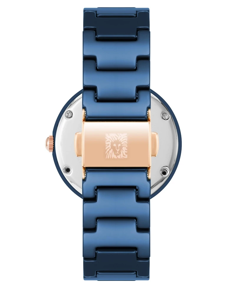 Anne Klein Women's Three-Hand Quartz Navy Ceramic Bracelet Watch, 24.5mm