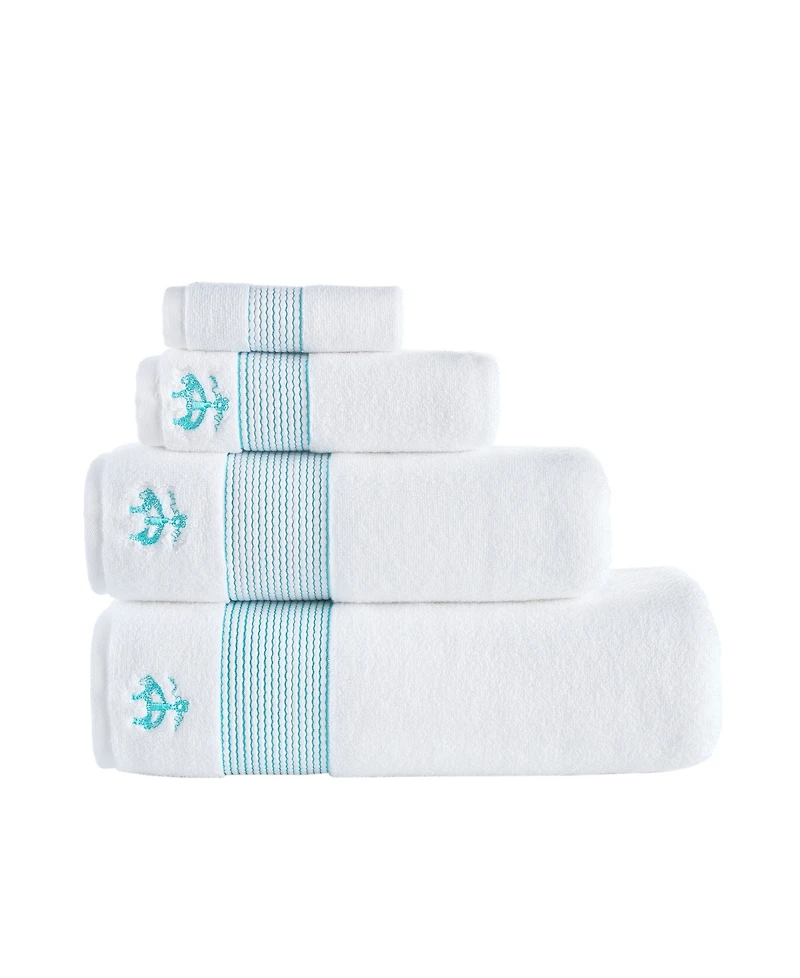 Brooks Brothers Rope Stripe Border 2 Piece Turkish Cotton Hand Towel Set